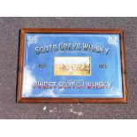 A reproduction Scots Greys Whisky pub mirror, 34 3/4 x 25".