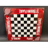 A St Bruno Flake enamel chessboard sign in superb condition, 17 x 17".