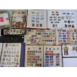 Several stamp albums plus an assortment of loose penny reds, plus cigarette cards and first day
