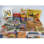 A selection of period toys to include plastic and die-cast (two boxes).