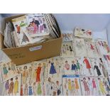 Two boxes of sewing patterns including Simplicity, 1950s and later.