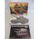 Three boxed model kits to include a German PZ armoured gun.