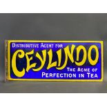 A double sided enamel sign with hanging flange advertising Ceylindo 'The Acme of Perfection in Tea',
