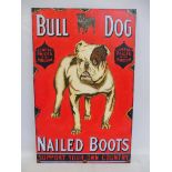 A contemporary and decorative painting depicting an advert for Bull Dog Nailed Boots, 24 1/4 x 38".