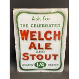 An early Welch Ale and Stout enamel sign in excellent condition, by Stainton & Hulme Ltd, 19 1/2 x