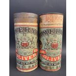 Two Amery's Original Oliver Biscuits of Bond St. Bath, cylindrical tins with good labels.