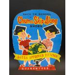 A brightly coloured pictorial showcard advertising Chum & Skip-Along Shoes, 15 x 18 1/2".