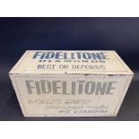 A Fidelity Needles three drawer tinplate dispensing cabinet, 14 1/2" wide, 8 1/2" high, 6 1/2" deep.