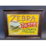 A Zebra Paste Grate Polish pictorial box lid, of good colour, 19 x 15".