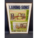 A pictorial advertising poster for Laming & Sons, Home Made Furniture, Ashby Road, Spilsby, 26 1/2 x