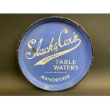 A circular enamel pub tray for advertising Slack & Co's Gold Medal Table Waters of Manchester, 12"