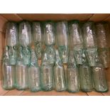 An assortment of glass cod bottles.