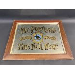 A rare Portland Fine Foot Wear advertising mirror, with central bird of prey image, 24 1/2 x 20 1/