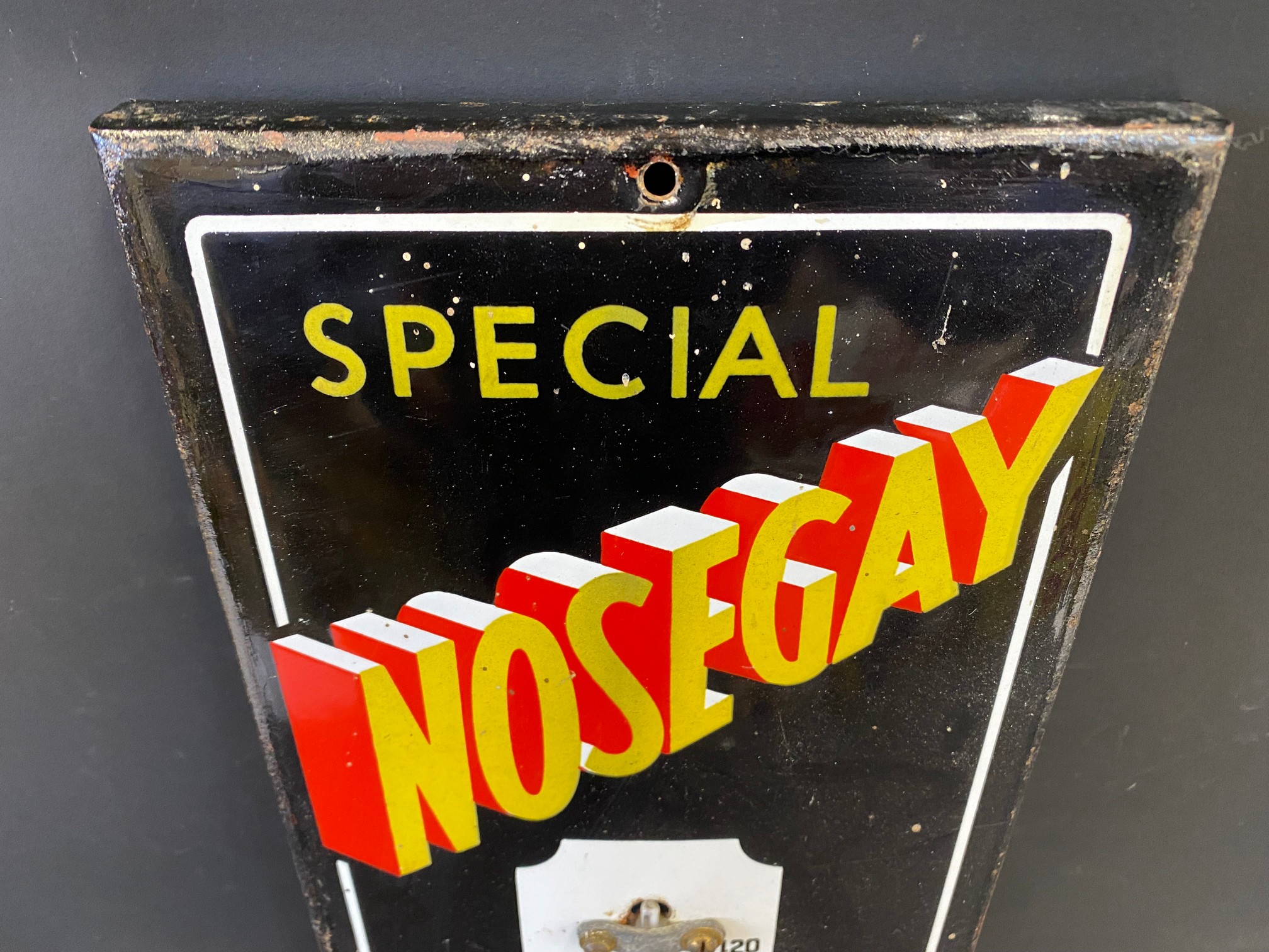A Nosegay Cigarettes enamel thermometer, 7 1/2 x 22 1/2". - Image 2 of 5