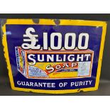 A Sunlight Soap £1000 Reward pictorial packet enamel sign with good gloss, 36 x 27".