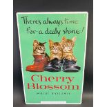 A Cherry Blossom pictorial tin advertising sign, 17 3/4 x 28".