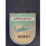 A shield-shaped single sided advertising sign for Portland Appointed Agent, on a hanging chain, 8