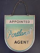 A shield-shaped single sided advertising sign for Portland Appointed Agent, on a hanging chain, 8