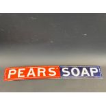 A Pears' Soap enamel advertising strip sign, with some restoration, 18 1/2 x 2 3/4".