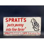 A Spratt's 'puts pussy into fine form!' rectangular enamel sign, the more unusual red lettering