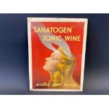 A pictorial celluloid covered showcard advertising Sanatogen Tonic Wine, 8 1/4 x 11"