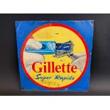 A Gillette Super Rapide pictorial tin advertising sign, 13 x 13".