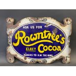 An early Rowntree's Cocoa die-cut enamel sign, 17 x 12".