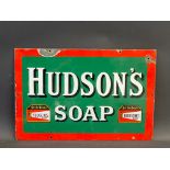 A Hudson's Soap rectangular enamel sign of good, small size, 18 x 12".
