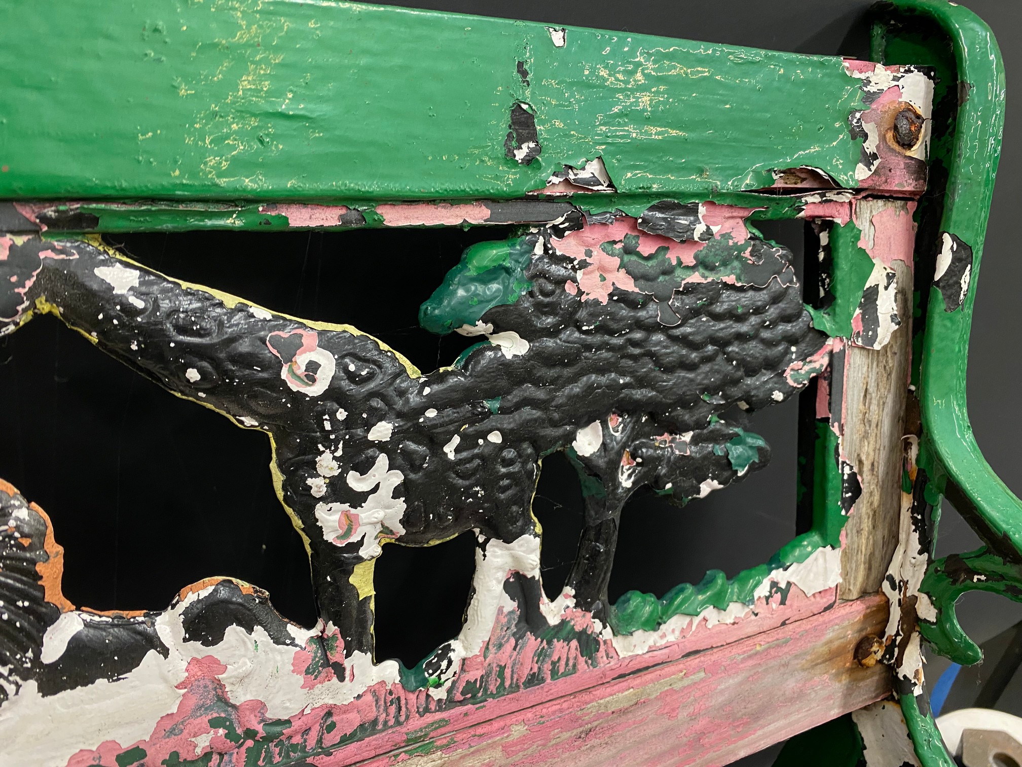 An unusual children's bench, the back support in the form of wild animals including a camel and an - Image 4 of 6