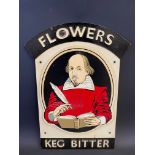 A Flowers Keg Bitter cast metal sign depicting Shakespeare, 10 3/4 x 17".