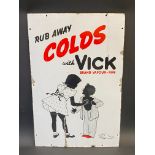 A 'Rub Away Colds with Vic' pictorial enamel sign, 20 x 30".