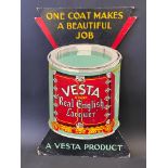 A Vesta Brand Real English Lacquer die-cut pictorial showcard, 12 1/2 x 19".