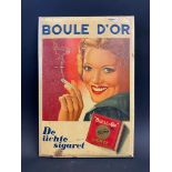 A French pictorial showcard depicting a glamorous lady and advertising Boule D'Or cigarettes, 9 1/