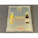 A small Simonds Pale Ale and Milk Stout pictorial advertising mirror, 8 x 10".