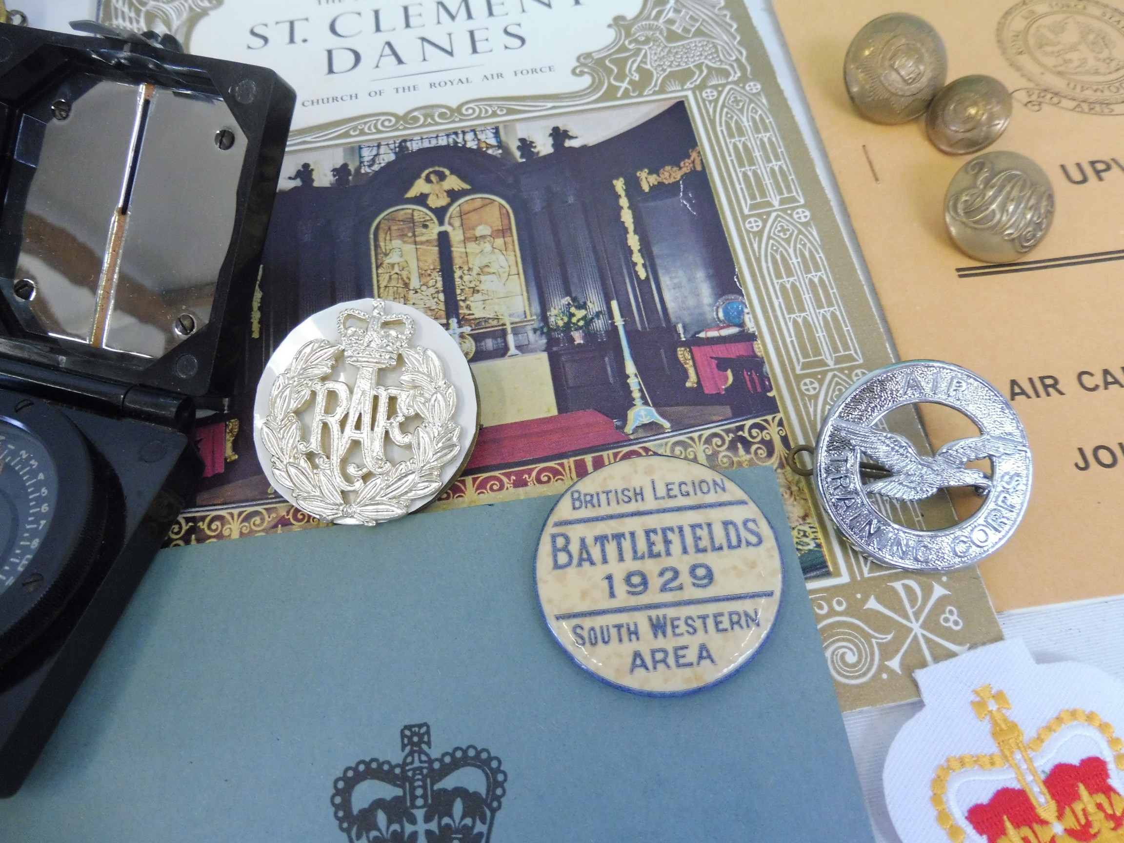 A collection of interesting RAF badges and insignia, military ephemera, a compass plus - Image 4 of 5