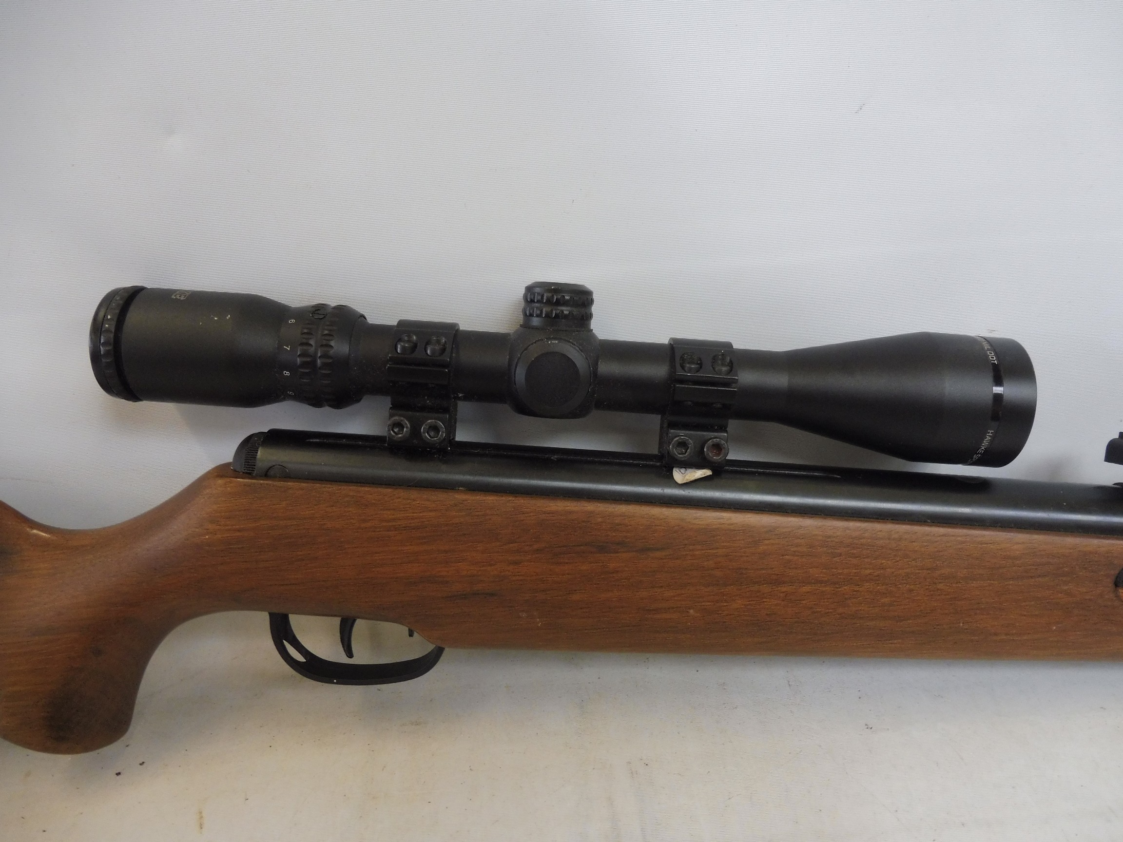 An SMK 19 air rifle with a walnut stock, fitted with a Hawke sport HD 3-9 x 40 mil OOT, - Image 2 of 4