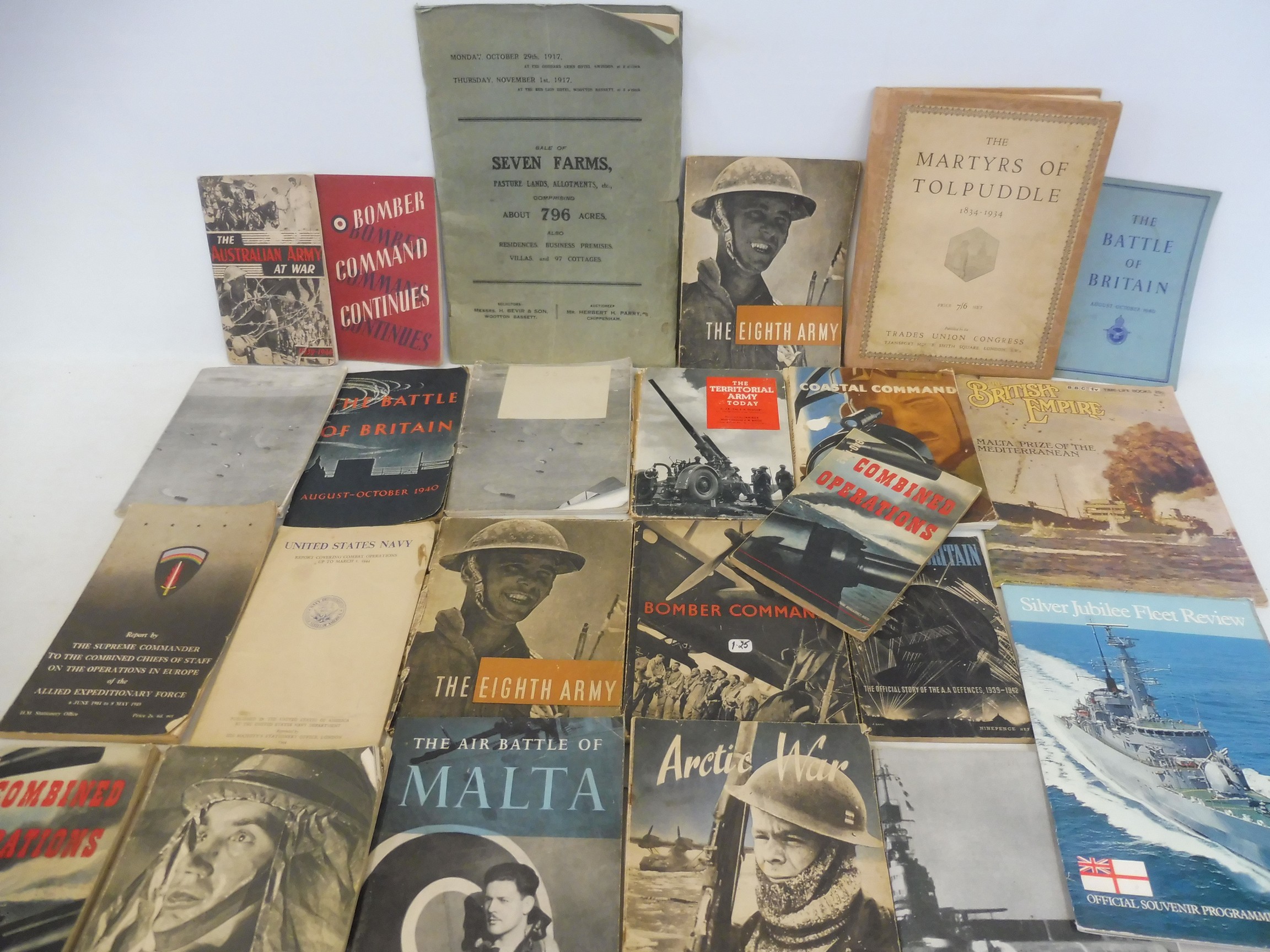 A quantity of ephemera including military and a 1917 auction catalogue - sale of 'Seven Farms',