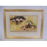 A pair of framed and glazed David Shepherd signed limited edition print of pigs, 468/850, 23 1/2