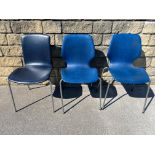 Three chrome framed and rexine covered mid-century chairs.