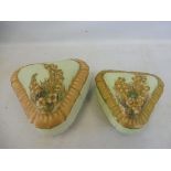 Two graduated triangular trinket boxes, probably late 19th Century Continental.