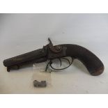 A mid 19th Century 40 bore double barrel percussion pistol by Cogswell with octagonal barrels and