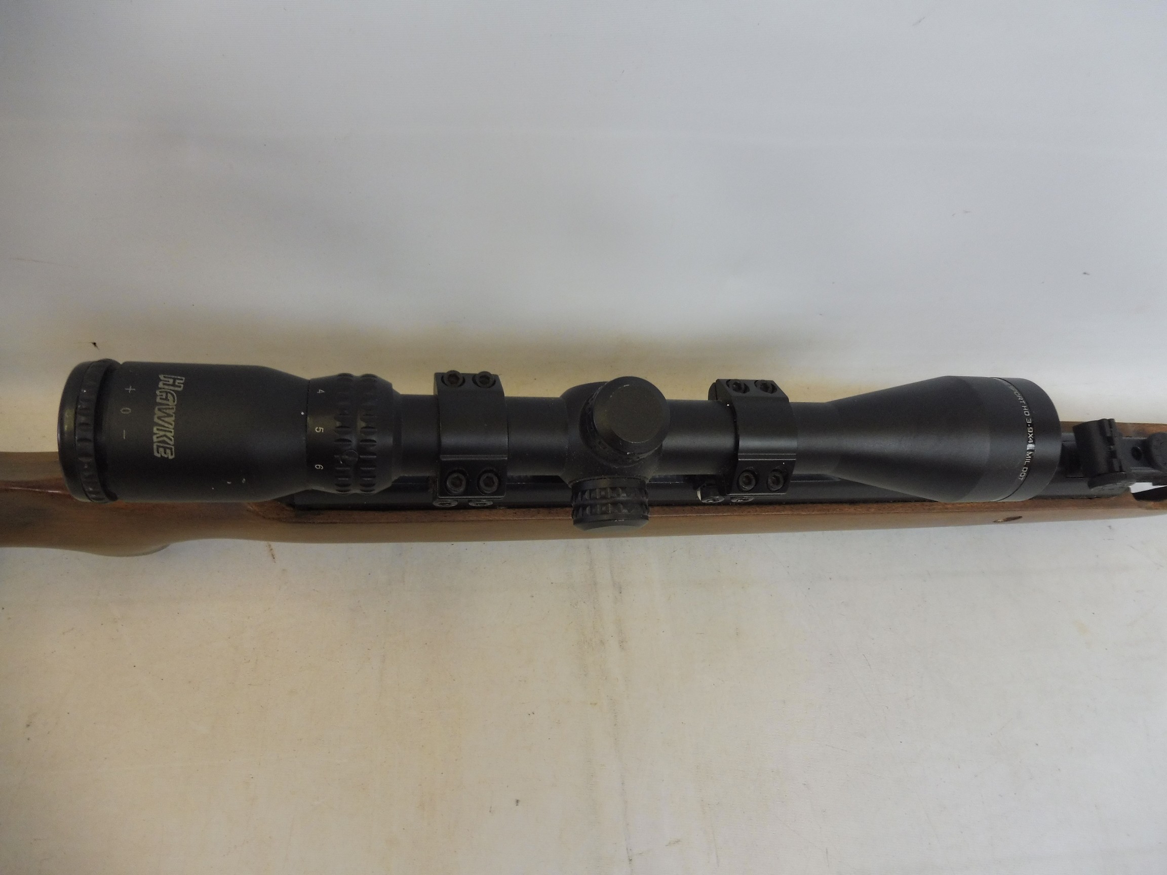 An SMK 19 air rifle with a walnut stock, fitted with a Hawke sport HD 3-9 x 40 mil OOT, - Image 3 of 4