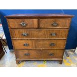 A 19th Century mahogany chest fitted with two short and three long drawers, on bracket feet, 37"