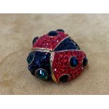 A Butler & Wilson small ladybird ladybug brooch featuring Swarovski crystals, w 3cm, h 3cm brand new