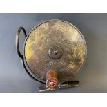A C. Farlow & Co. Strand London Mallochs Patent side caster brass 4" fishing reel.