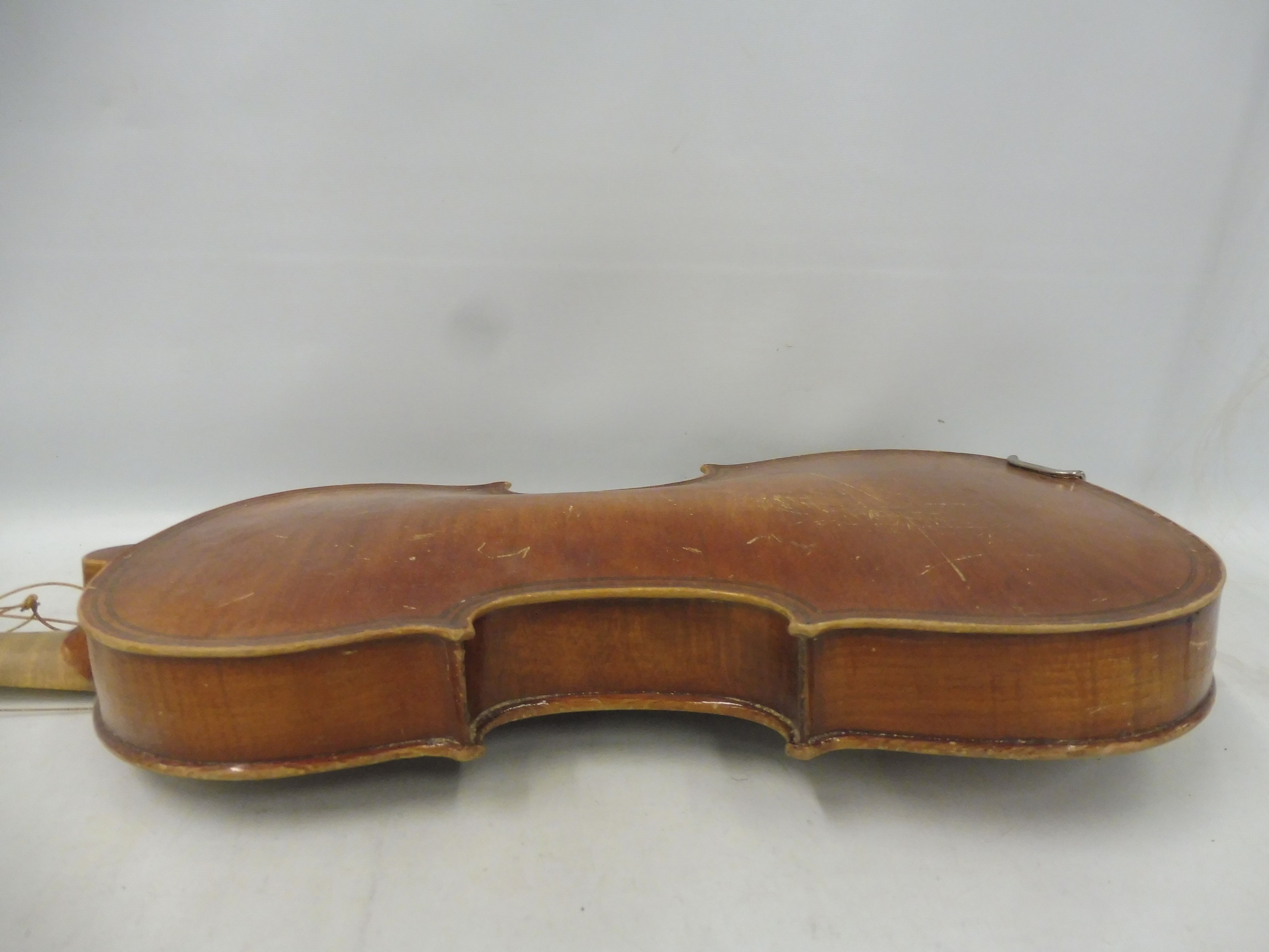 A cased old violin and bow for restoration. - Image 8 of 12