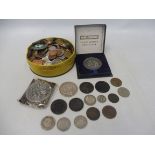 A collection of assorted coins, GB and World, some silver, some early.