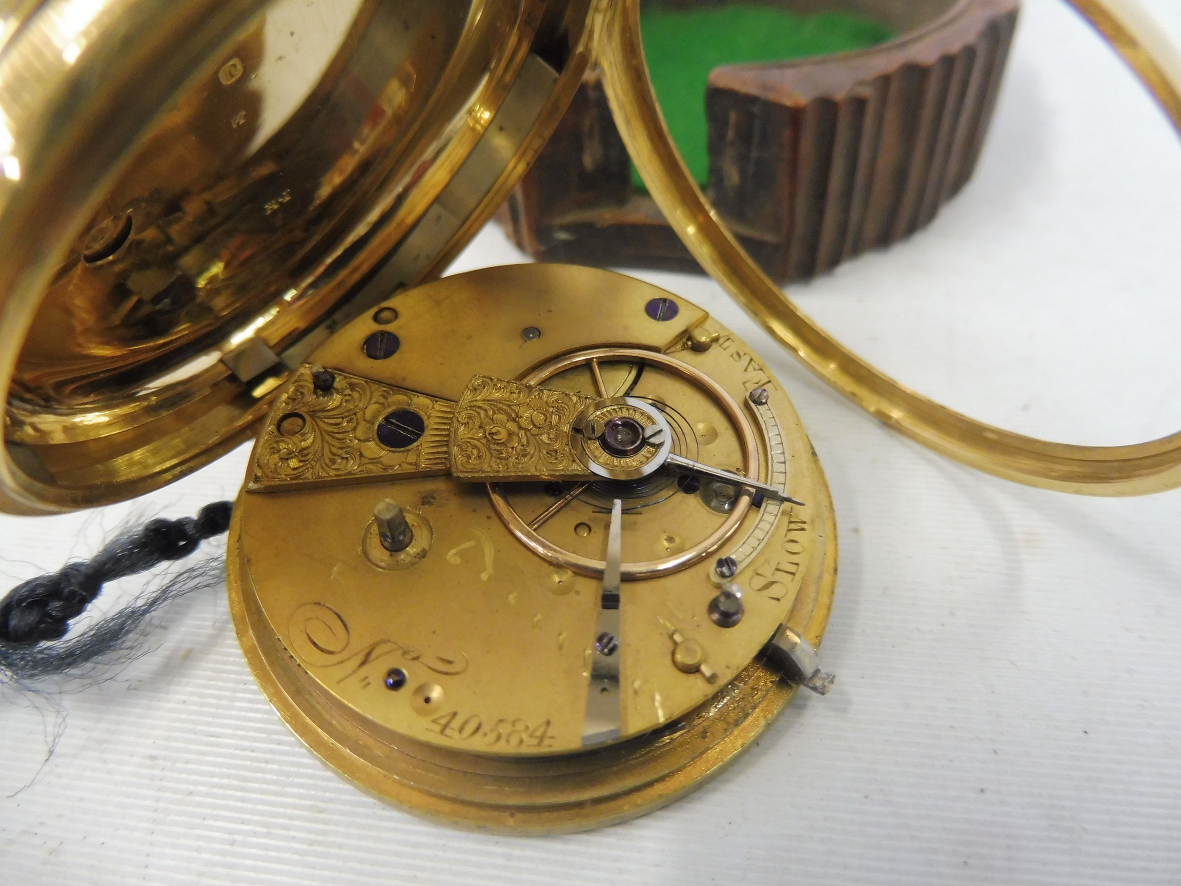 An 18ct gold pocket watch with secondary dial, overall weight approx. 78.9g, set within a - Image 4 of 5