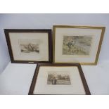 Henry Wilkinson, a limited edition print of a fisherman, signed and numbered 89/150, plus a pair