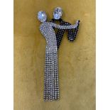 A Butler & Wilson signature crystal dancing couple brooch, h 13.5cm, w 6cm brand new shop